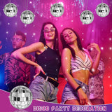 Newmemo Mini Disco Ball Cake Topper 20Pcs Hanging Mirror Disco Balls