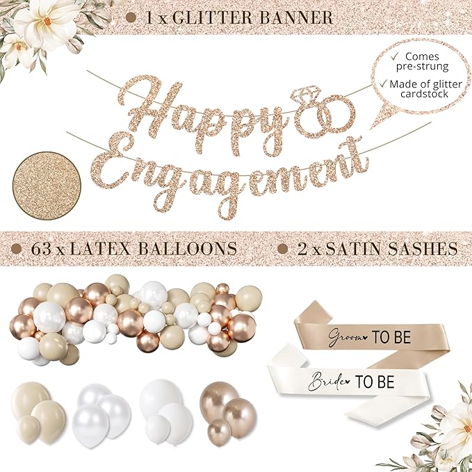 261 Pc Premium Engagement Party Decorations Kit Elegant Mr & Mrs