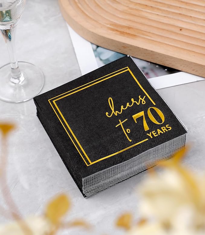 Cheers to Years Cocktail Napkins - 50 PK - 3-Ply Birthday Napkins 5x5