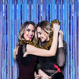 Voircoloria 2 Pack Blue Foil Fringe Backdrop Curtains, Tinsel