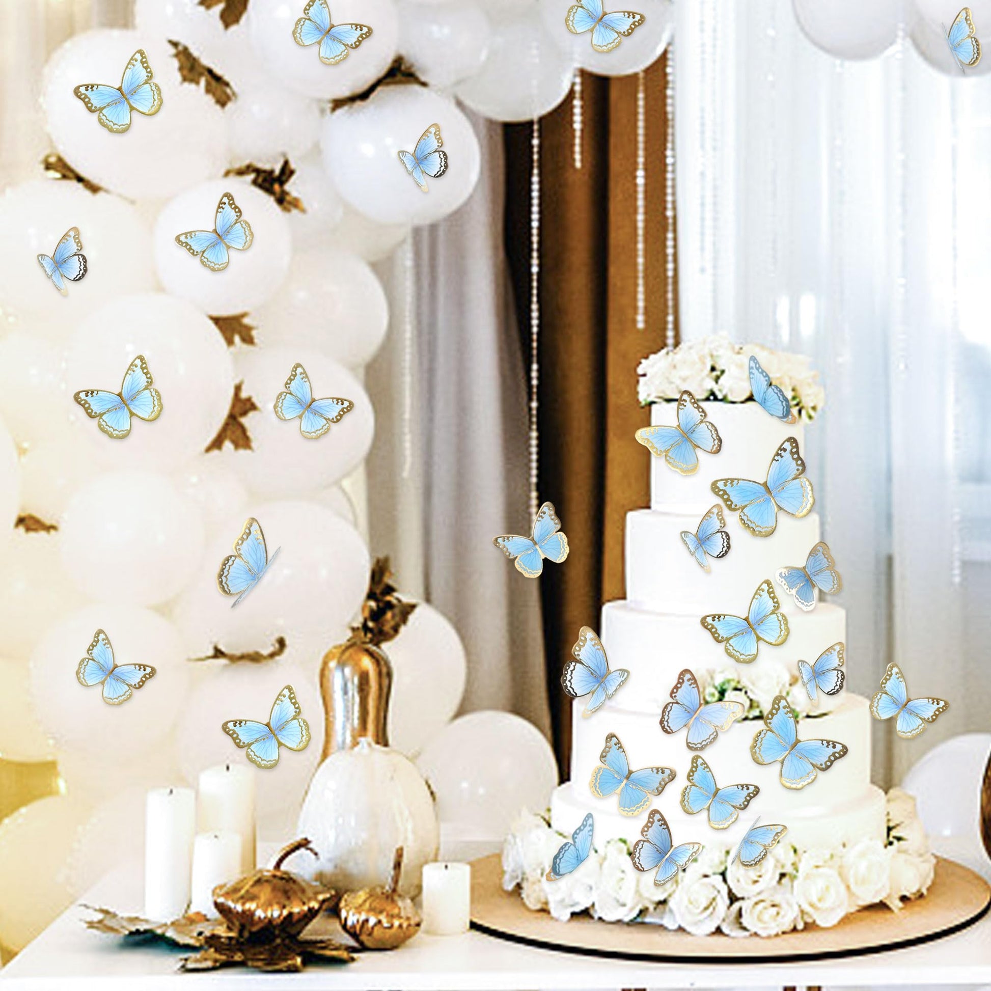 Ercadio 30 Pack 3D Butterfly Cake Toppers - Mix Sizes, Waterproof A-3d