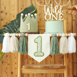 Wild One High Chair Banner for 1st Birthday Party Boy Decorations
