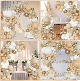 Ouddy Party White Sand Gold Balloon Arch Garland Kit, Different Sizes