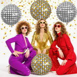 Disco Ball Balloons Gold Silve 4PC,Foil Disco Balloons 22 Inch 4D