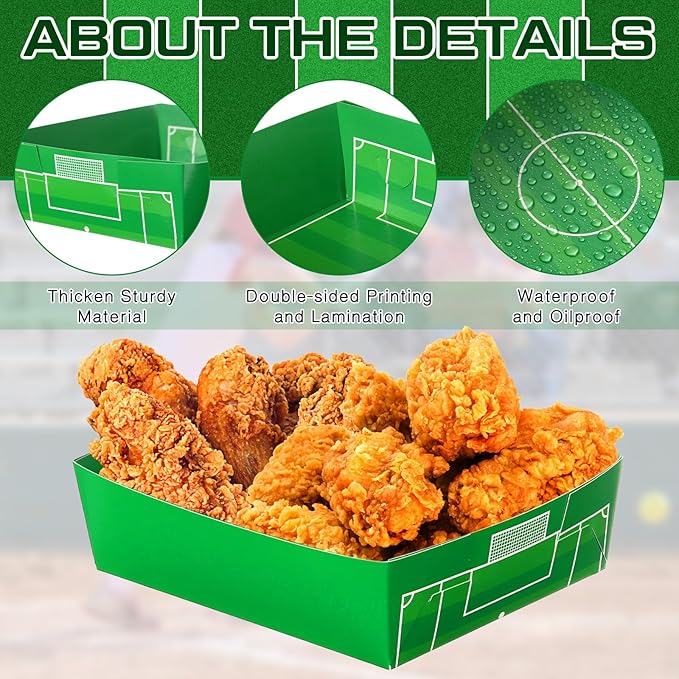 36 Pack Soccer Party Supplies Large 5 lb Soccer Plates Trays Bowls