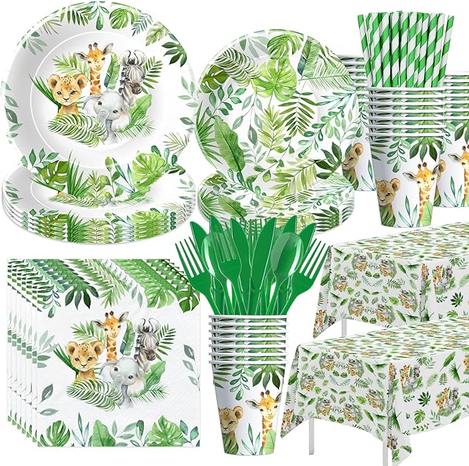 Safari Birthday Decorations Tableware Jungle Theme Party Supplies