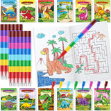 24 Dinosaur Mini Coloring Books Kids with 24 Stacking Crayons Dino