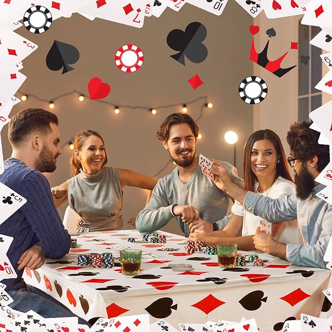 Tatuo Casino Theme Party Decorations Poker Tablecloth Plastic