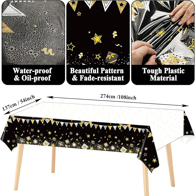 60th Birthday Party Supplies Serves 24 Black and Gold 60 Years Old