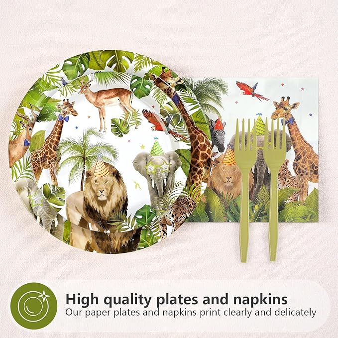 96Pcs African Safari Birthday Party Decorations Supplies Jungle