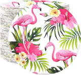 100 Pcs Hawaiian Flamingo Paper Plates 9 Inch Luau Party Plates