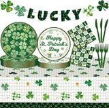 102 Pcs St Patrick's Day Paper Plates and Napkins Green Shamrock