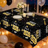 QZYL 4 Pack Graduation Decorations, 54" x 108" Black and Gold
