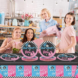 24 Guests Burnouts or Bows Gender Reveal Party Supplies Baby Boy or