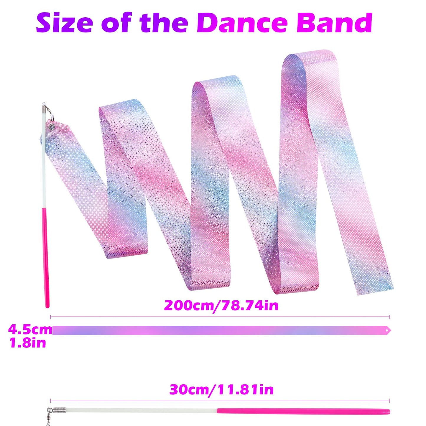 HiUnicorn 14PCS Sparkling Dance Ribbon for Kids Girls Princess Mermaid