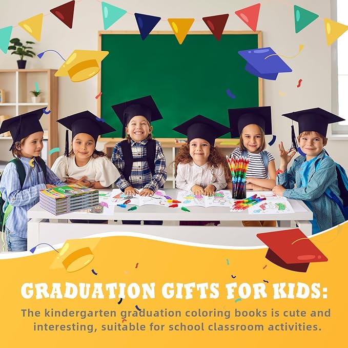 24 Kindergarten Graduation Mini Coloring Books Kids with 24 Stacking