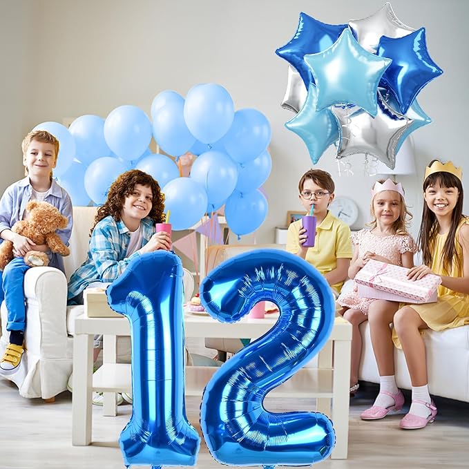 2nd Birthday Balloon for Boys, 40 Inch Number 2 Dark Blue, Large Foil