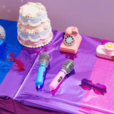 LOYIM 3 Pcs Kpop Holographic Tablecloth for Birthday Party Pink Purple