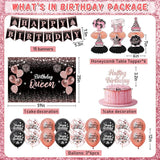 Rose Gold Birthday Decorations for Women 37Pcs Happy Queen Party Kit