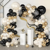 Amandir 173Pcs Black Pearl White Gold Balloons Arch Garland Kit,
