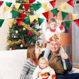 Christmas Party Decorations Triangle Pennant Banner Flag Red Green