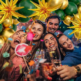 137Pcs Green and Gold Balloons Garland Arch Kit with Stars - 5 10 12