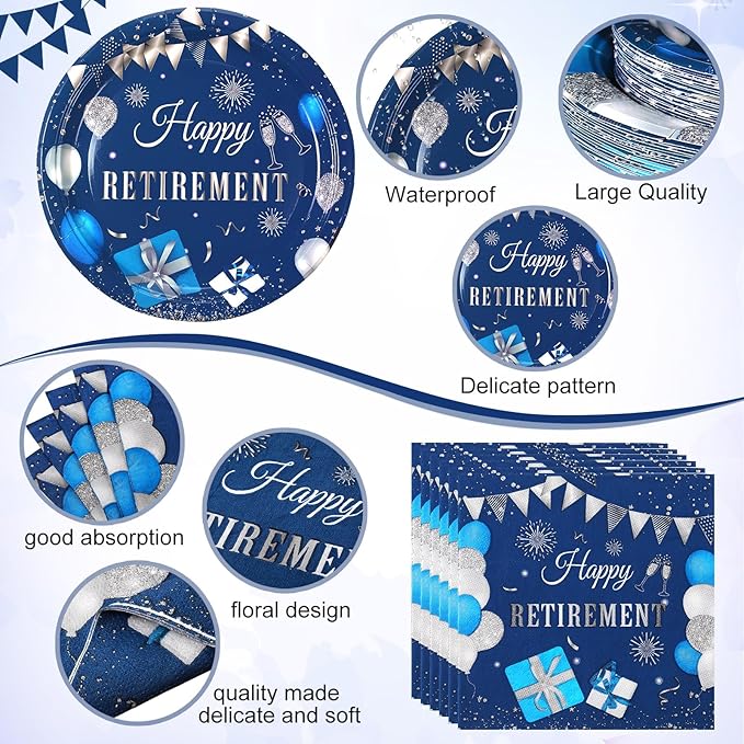 Yungyan 194 Pcs Retirement Party Decorations Disposable Happy