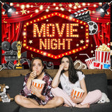 Mocsicka Movie Night Backdrop Banner 6x3.6ft Movie Theme Background