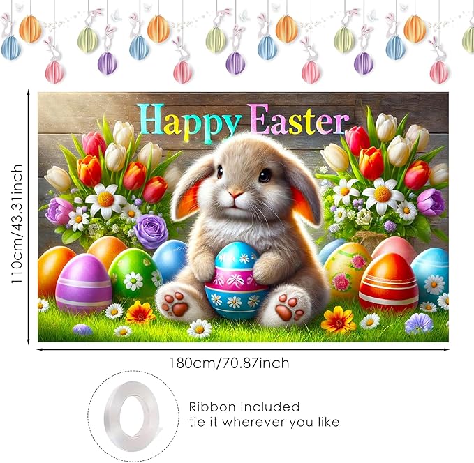 Easter Banner Polyester 43x70.86 Inches Large Easter