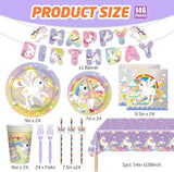 146Pcs Unicorn Plates and Napkins Party Supplies Includes Plates