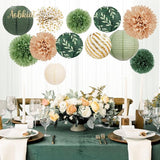 AOBKIAT Wedding Party Decorations Set,12PCS Olive Green Sage Paper