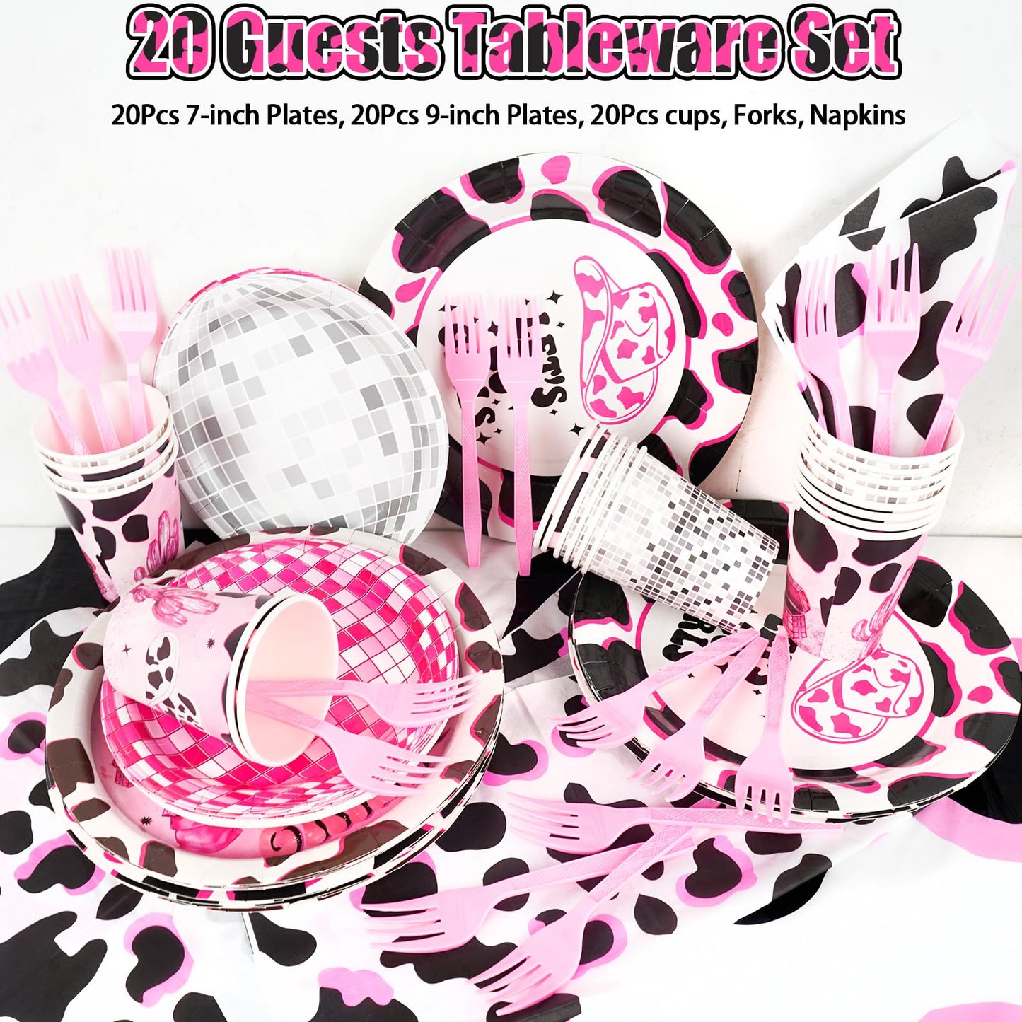 185Pcs Cowgirl Birthday Party Decorations Supplies - Includes 20