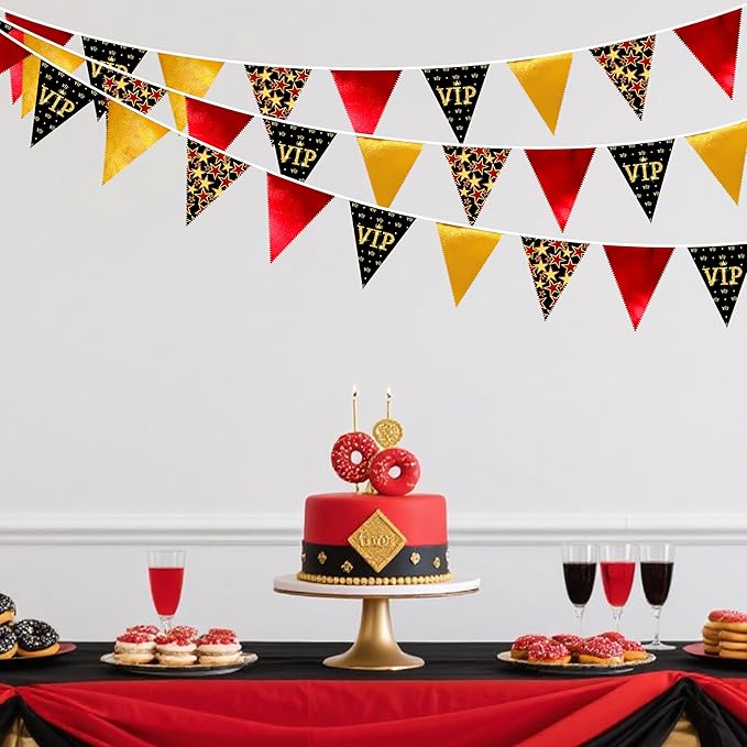 32Ft Hollywood Theme Party Decorations Red Black Gold VIP Star