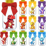 Small 12 Pack Dinosaur Party Favors DIY Candy Jars with Ribbons and