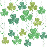 32 Pcs St Patrick's Day Party Decorations Double Sided Glitter Green