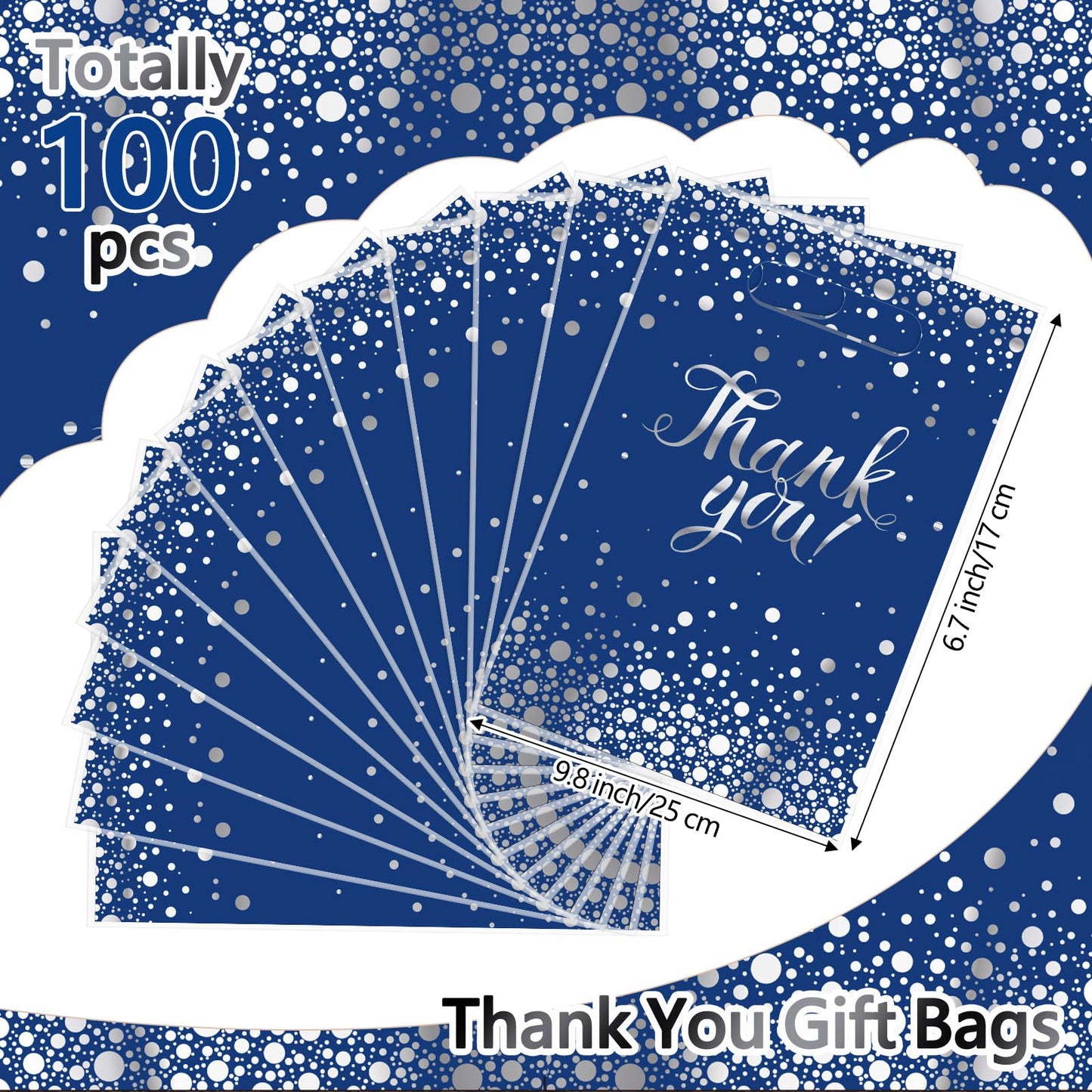 Pajean 100 Pcs Thank You Bags Bulk Small Thank You Plastic Gift Bags