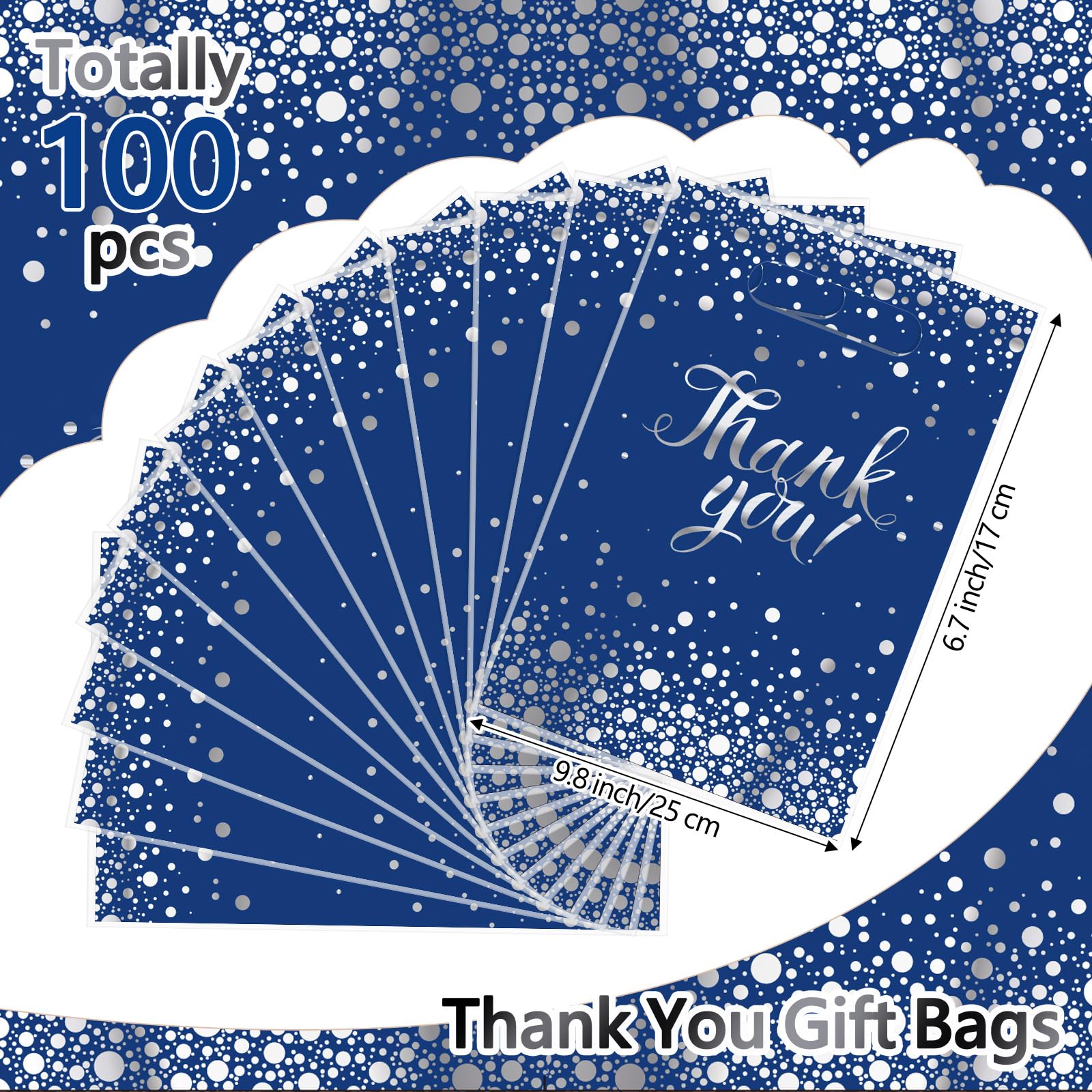 Pajean 100 Pcs Thank You Bags Bulk Small Thank You Plastic Gift Bags