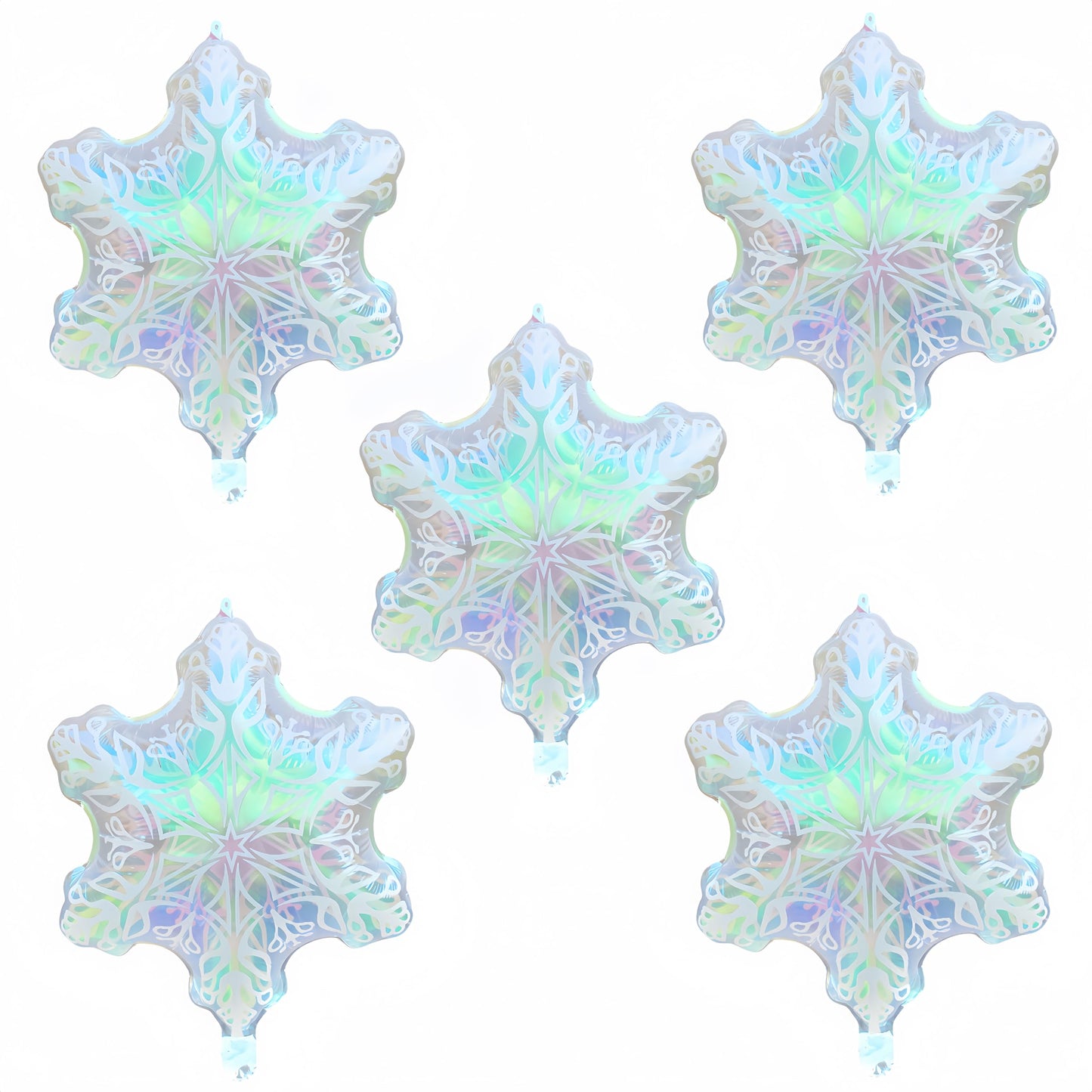 5Pcs Iridescent Snowflakes Balloons for Christmas/23 Inch Snowflakes