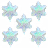 5Pcs Iridescent Snowflakes Balloons for Christmas/23 Inch Snowflakes