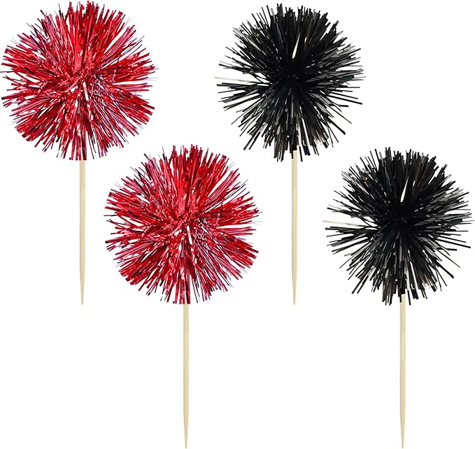 Gyufise 30Pcs Foil Firework Cupcake Toppers Sparkle Tinsel Cake #12