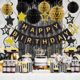 Black Gold Birthday Decorations for Men Women, Recosis Balloons in