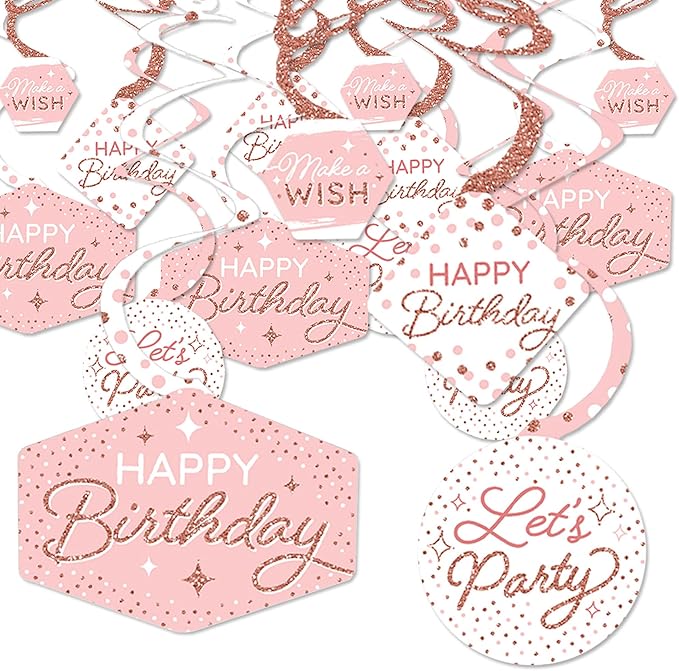 Big Dot of Happiness Pink Rose Gold Birthday Happy Birthday Party