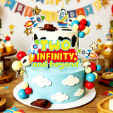 Two Infinity and Beyond Cartoon Story Cake Toppers Set - Space Cowboy