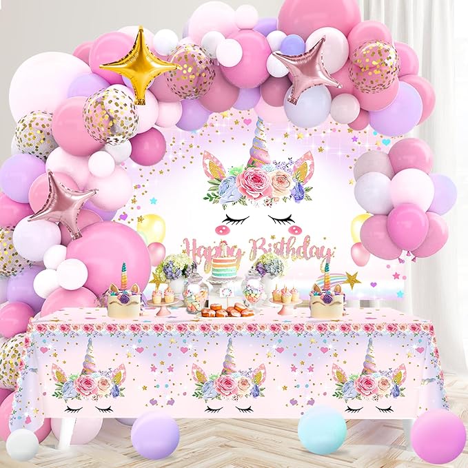 Unicorn Birthday Decorations for Girls,118pcs Unicorn Theme Party