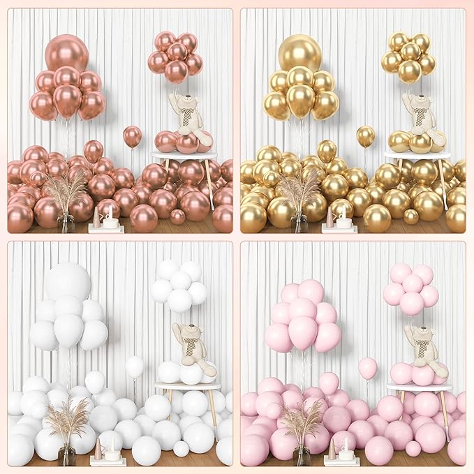 Amandir 153pcs Rose Gold Balloon Garland Arch Kit, Different Sizes 18