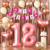 18th Birthday Decorations for Girls Rose Gold and Black Party