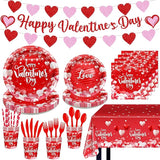 Valentine's Party Decorations 196 Pcs Valentines Plates and Napkins