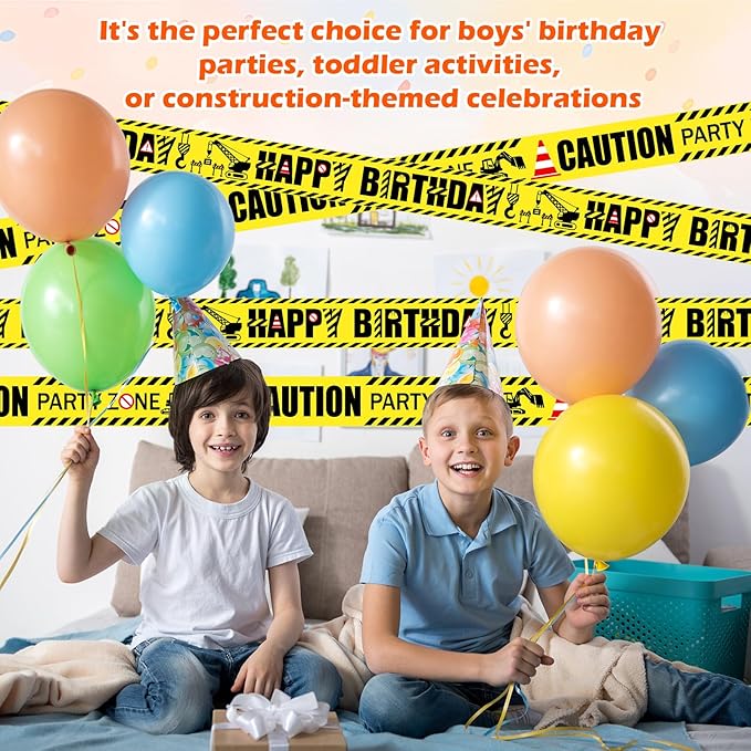 2 Pack Construction Birthday Party Banner Tape 2.36 Inches x 328