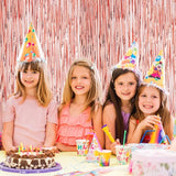 Voircoloria 3 Pack 3.3x8.2 Feet Rose Gold Foil Fringe Backdrop