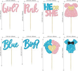 24Pcs Boy or Girl Cupcake Toppers Glitter Feet Onesie Dress Gender